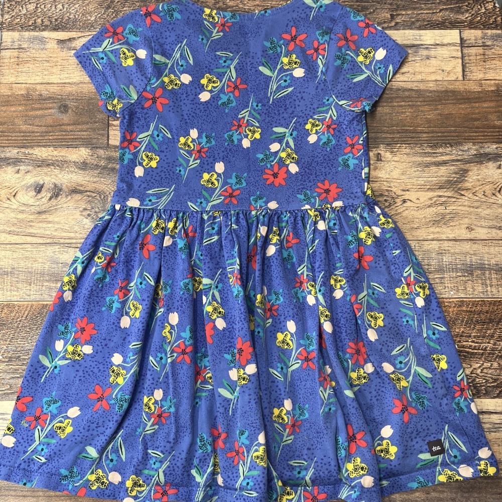 Tea Collection Alpine Wildflowers Wrap Neck Dress Girls 6 Floral Cotton - Picture 5 of 6
